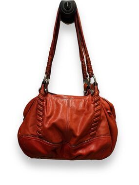 Authentic B. Makowsky Cognac Midsize Leather Handbag